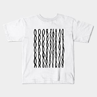 Abstract Black And White Swirling Chains Kids T-Shirt